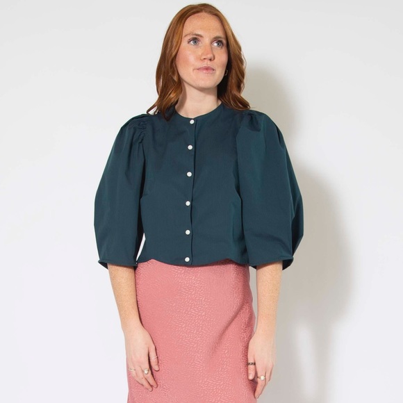 Hackwith Design House - Puff Sleeve Cropped Top - L - Picture 6 of 11